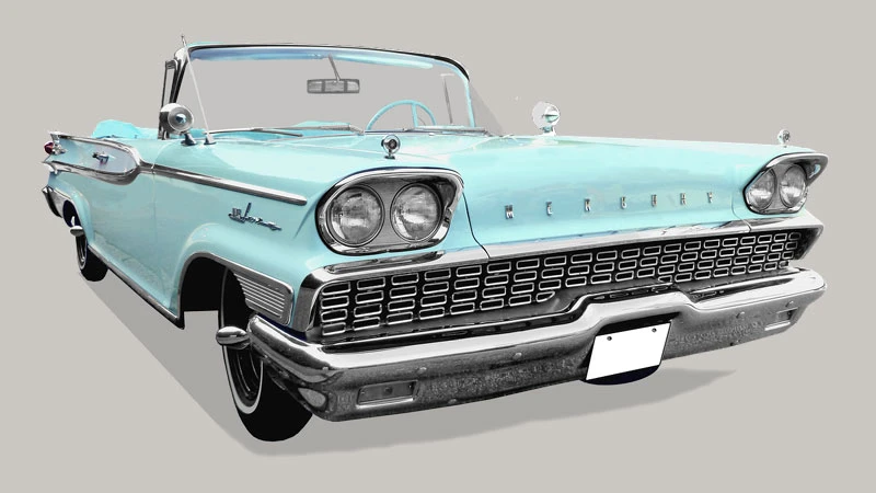 Oldtimer Mercury Park Lane in Mint Farben als Cabrio