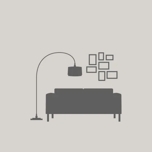 Symbol eines Sofas mit Stehlampe